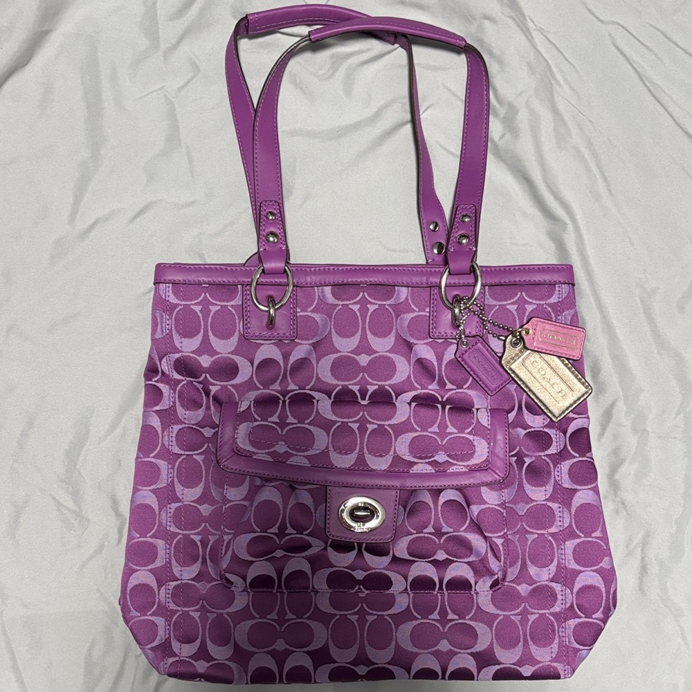 Coach Violet Signature Tote Bag